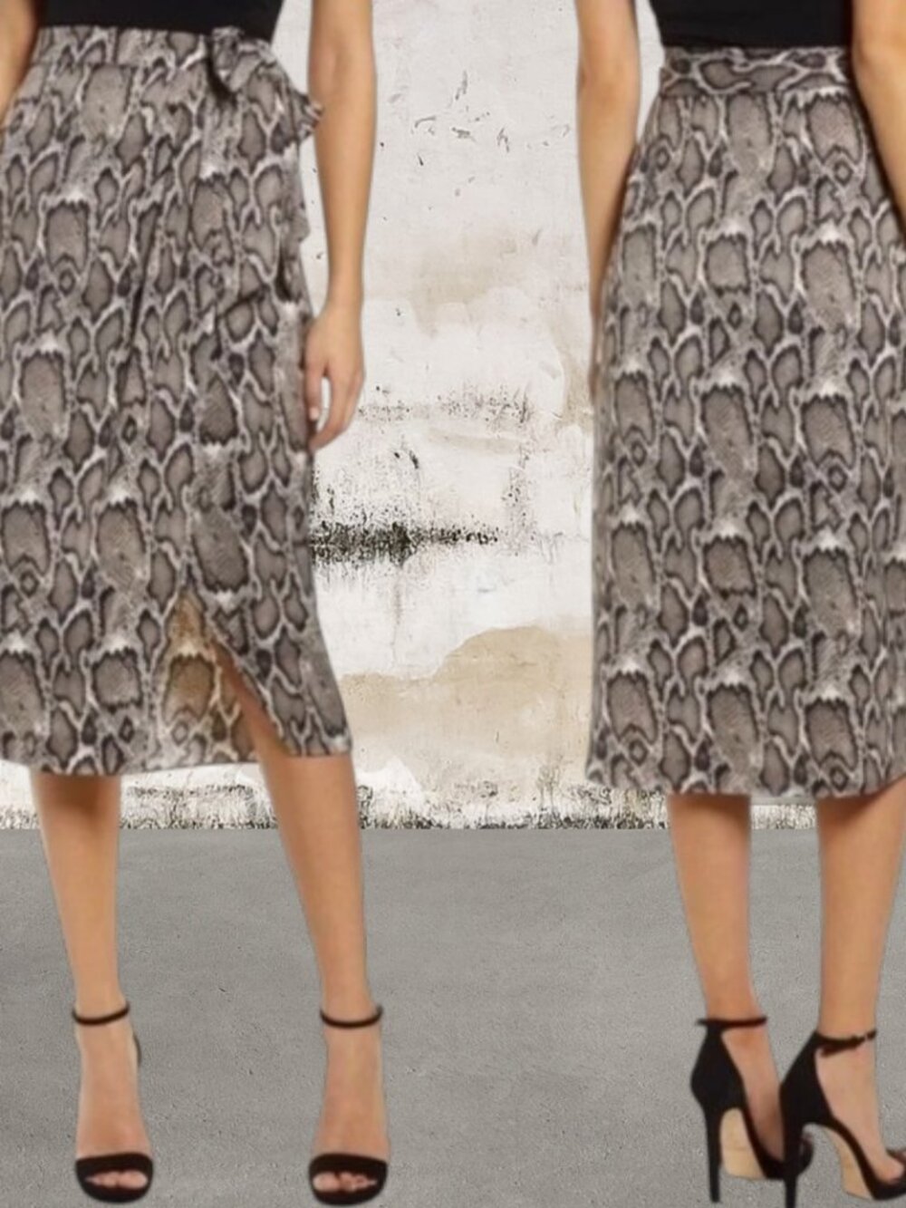 AFRM Snakeskin Midi Wrap Skirt Size Small